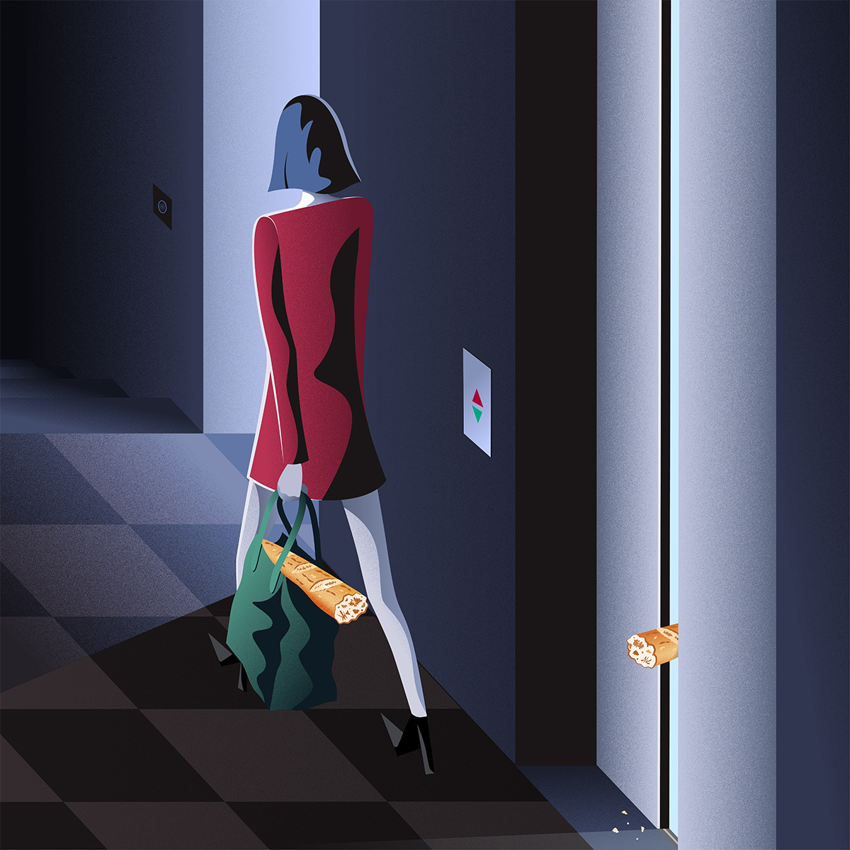 Editorial Illustration. Elevator Incident