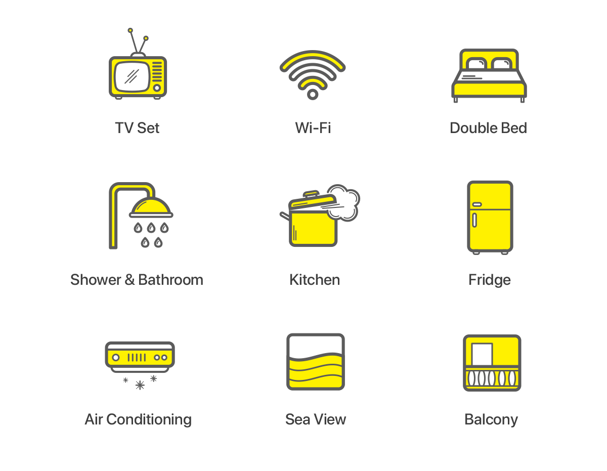 Summer vacation icons set