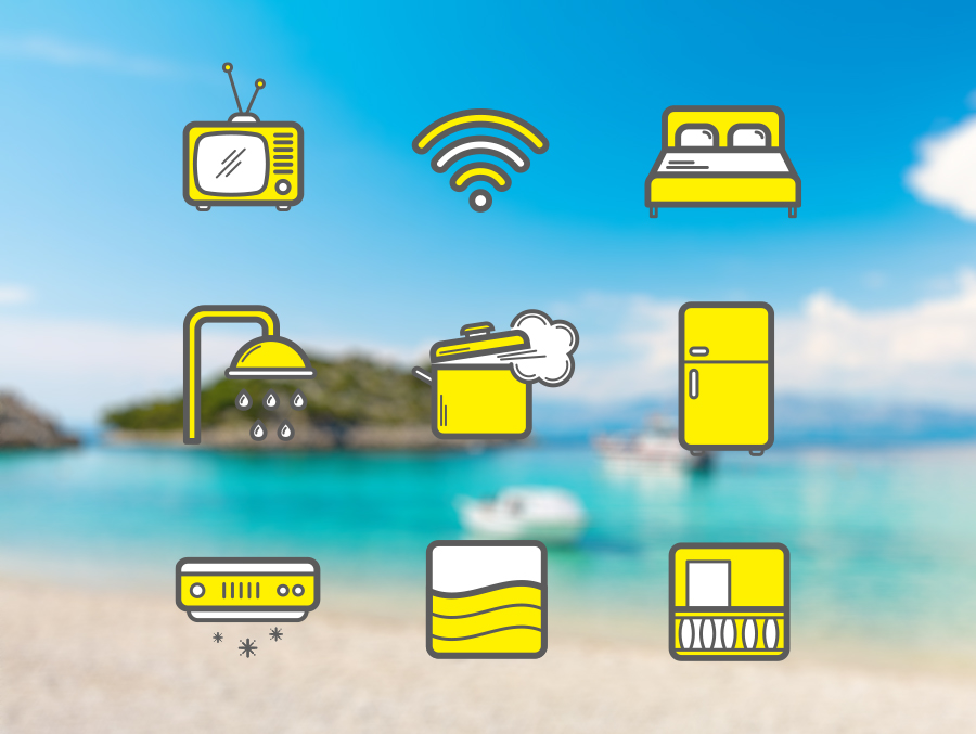 Summer vacation icons set